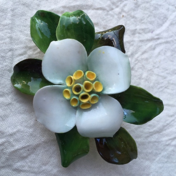 Vtg Cara China Staffordshire Brooch Pin Dogwood - Picture 7 of 12